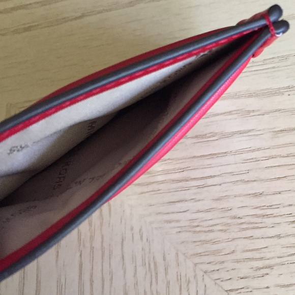 Michael Kors Reed Bright Red Card Holder - Picture 3 of 5